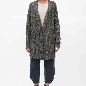 Isabel Marant ETOILE Oversized Long Cardigan, Size 42 Black Speckled Multicolor